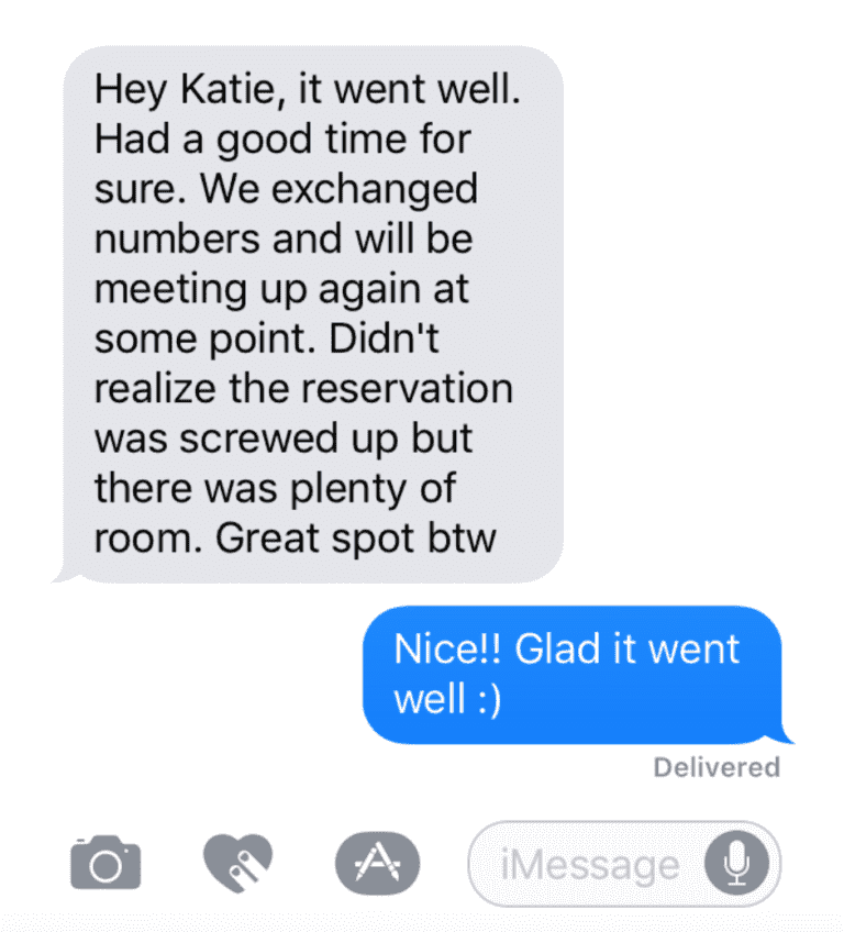 Mobile Message Testimonial For Katie Brandt