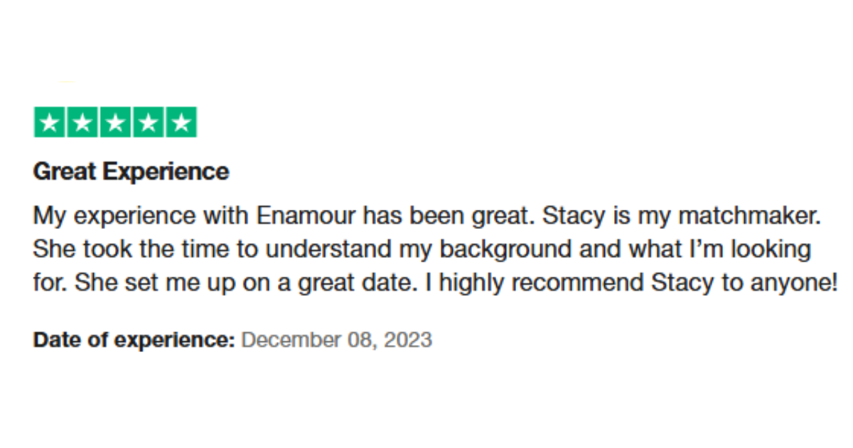 Enamour Matchmaking Reviews 2025 Trustpilot Positive 1